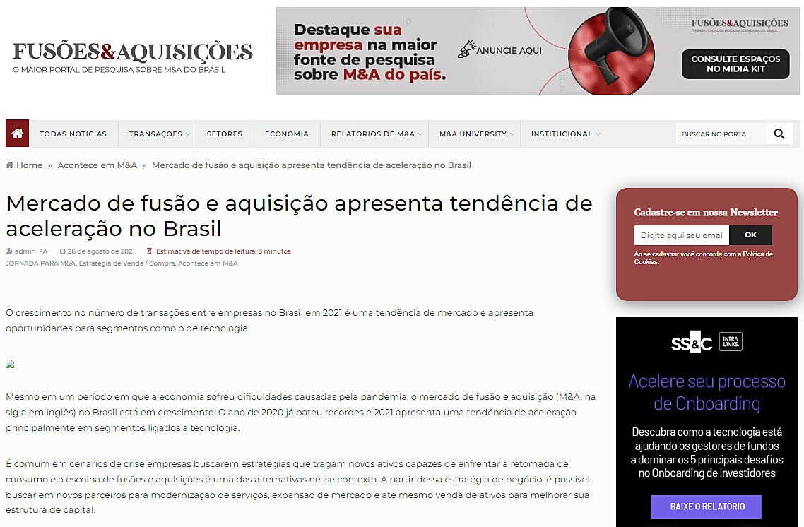 Mercado de fuso e aquisio apresenta tendncia de acelerao no Brasil